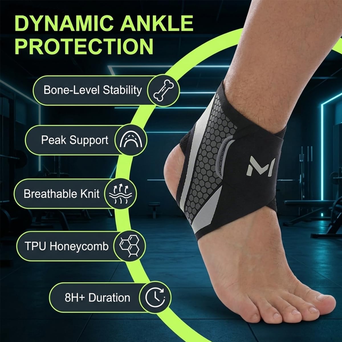 2-Pack Ankle Brace for Men & Women, Adjustable Figure-8 Stabilizer with Straps for Basketball, Volleyball & Running, Compression Sleeve for Sprained Ankle, Plantar Fasciitis & Tendonitis Relief - 2