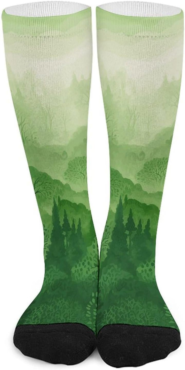 Green Forest Knee High Soccer Socks Moisture Wicking