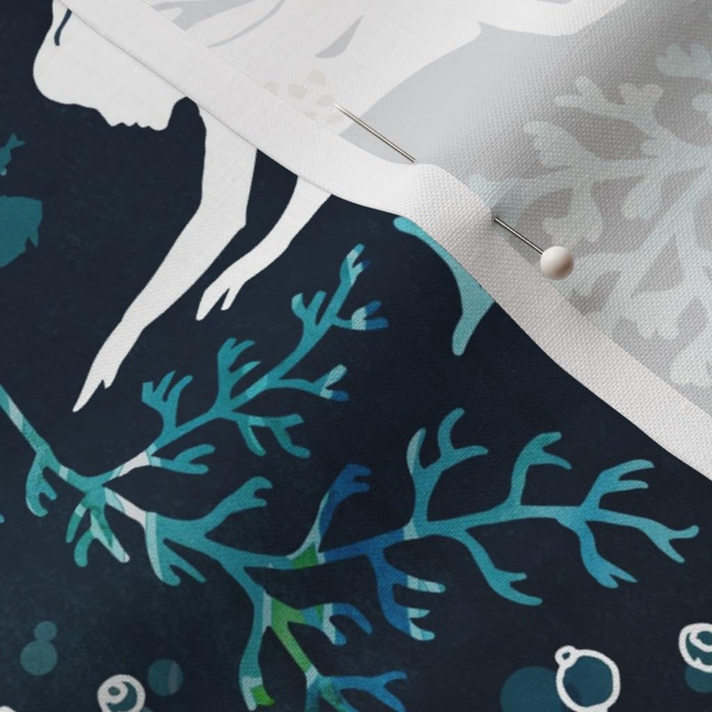 Spoonflower Fabric - Mermaid Ocean Nautical Green Turquoise Mint Seaweed Printed on Petal Signature Cotton Fabric by The Yard - Sewing Quilting Apparel Crafts Decor