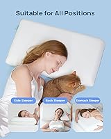 Vista 7 de Almohada refrescante de espuma viscoelástica suave, almohada cervical para dormir de lado, dormir de espalda y boca abajo, diseño ortopédico