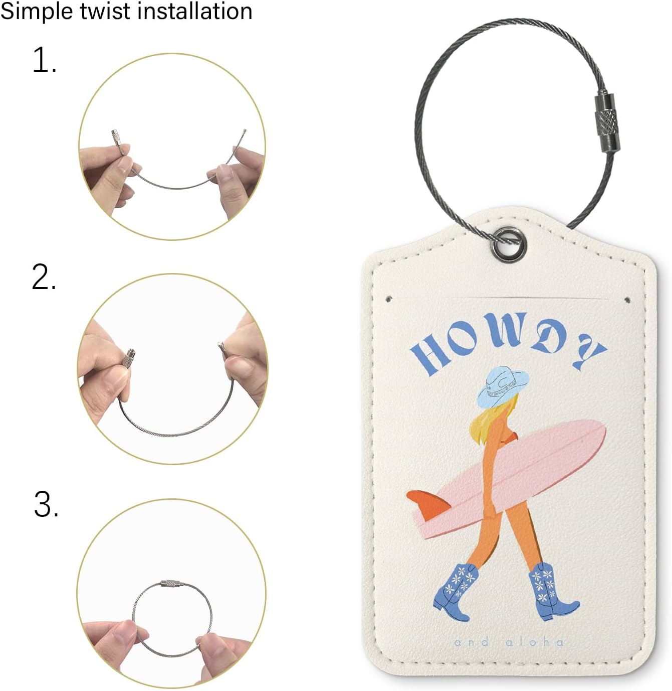 Summer Luggage Tag,Howdy Cowgirl 2 Pack Suitcase Tags for Travel,Preppy Gifts,Trendy 2 Pack Beach Bag Tags for Travel,Teen Girls Gifts Suitcase Tags image 2