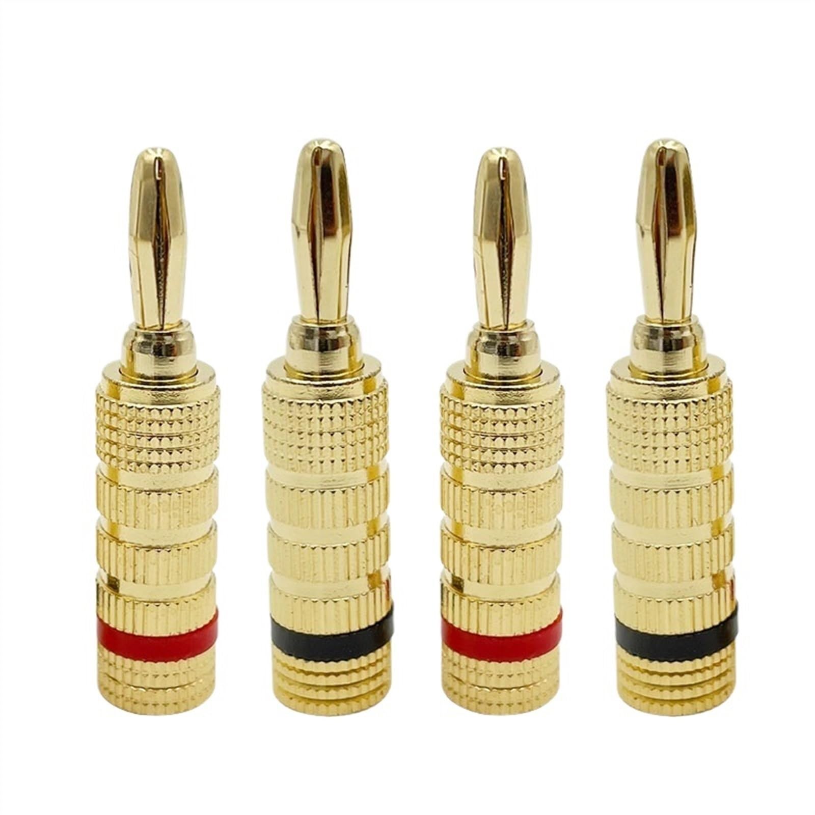 8 pièces/4 Paires fiche Banane 24K plaqué Or cuivre 4mm connecteur Banane mâle Haut-Parleur Prise Noir Rouge(8 Red)