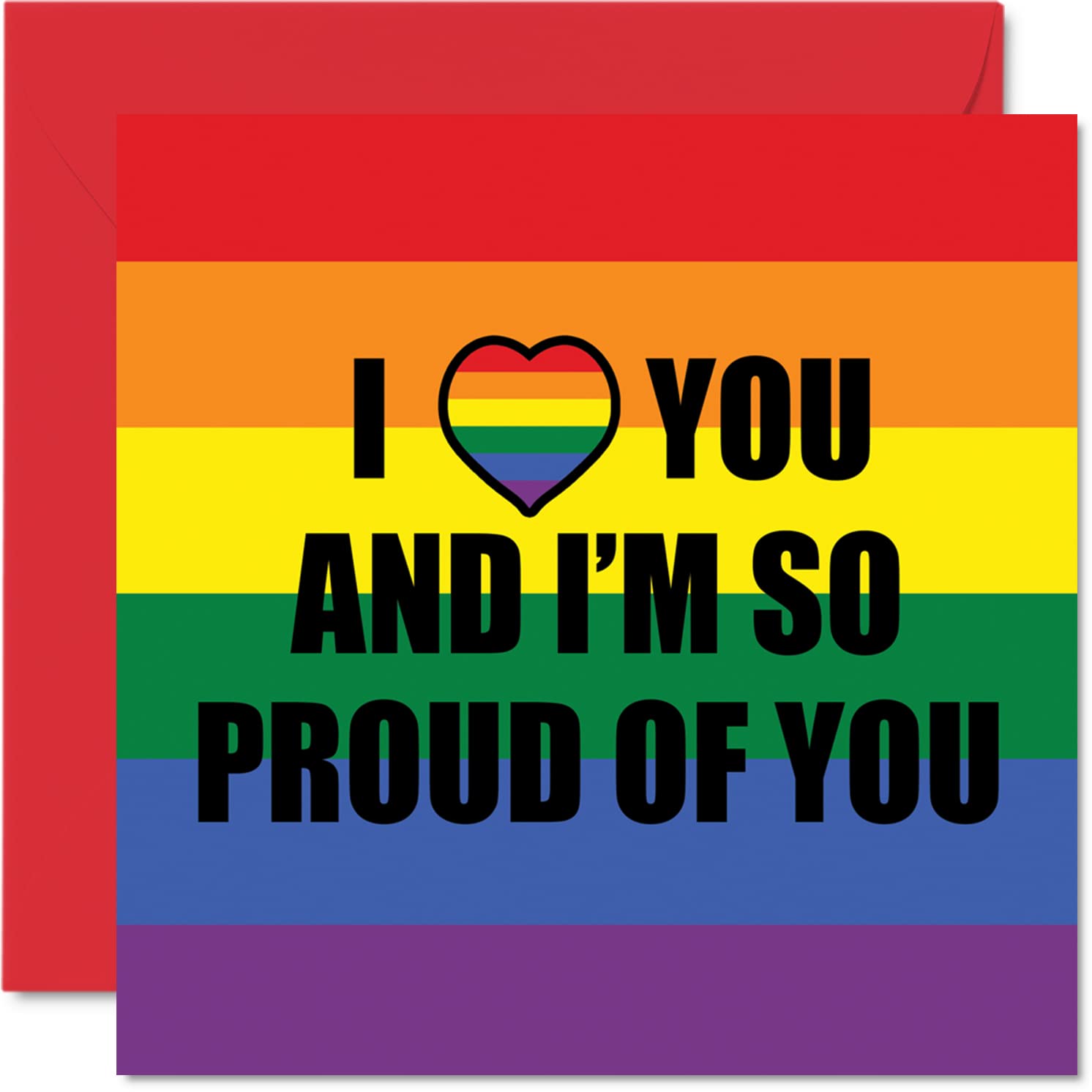 LGBT Coming Out Cards - Proud of You - Gay Pride Card for Son Daughter Friend Brother Sister Auntie Uncle, 145mm Gay Pride LGBT Gifts Greeting Cards
