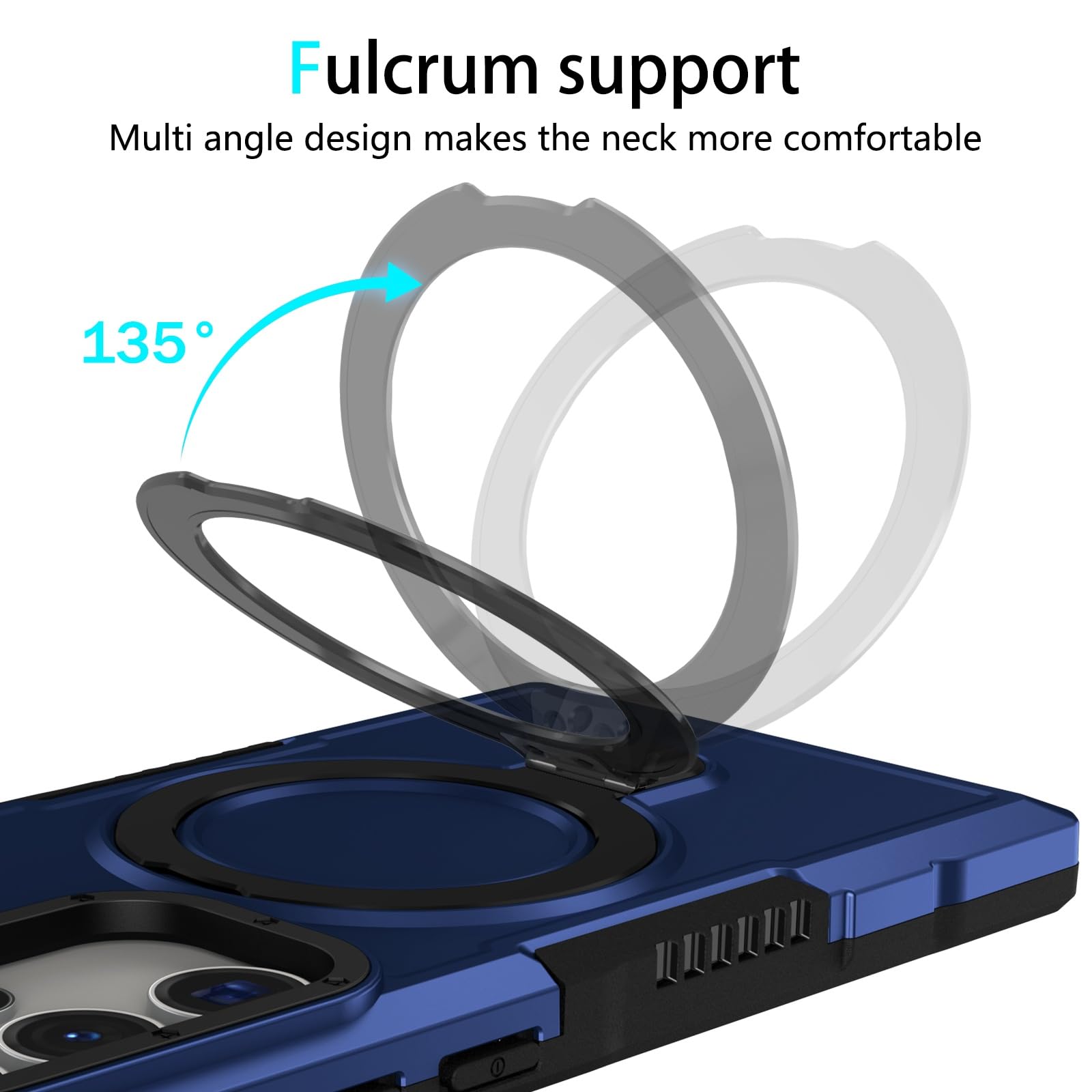 Custodia protettiva di lusso per Samsung Galaxy S26 S25 S24 S23 S22 S21 S20 Note 20 Ultra Plus Fe F12 con anello di supporto, lente scorrevole e supporto (per Galaxy S23 Ultra/BL)