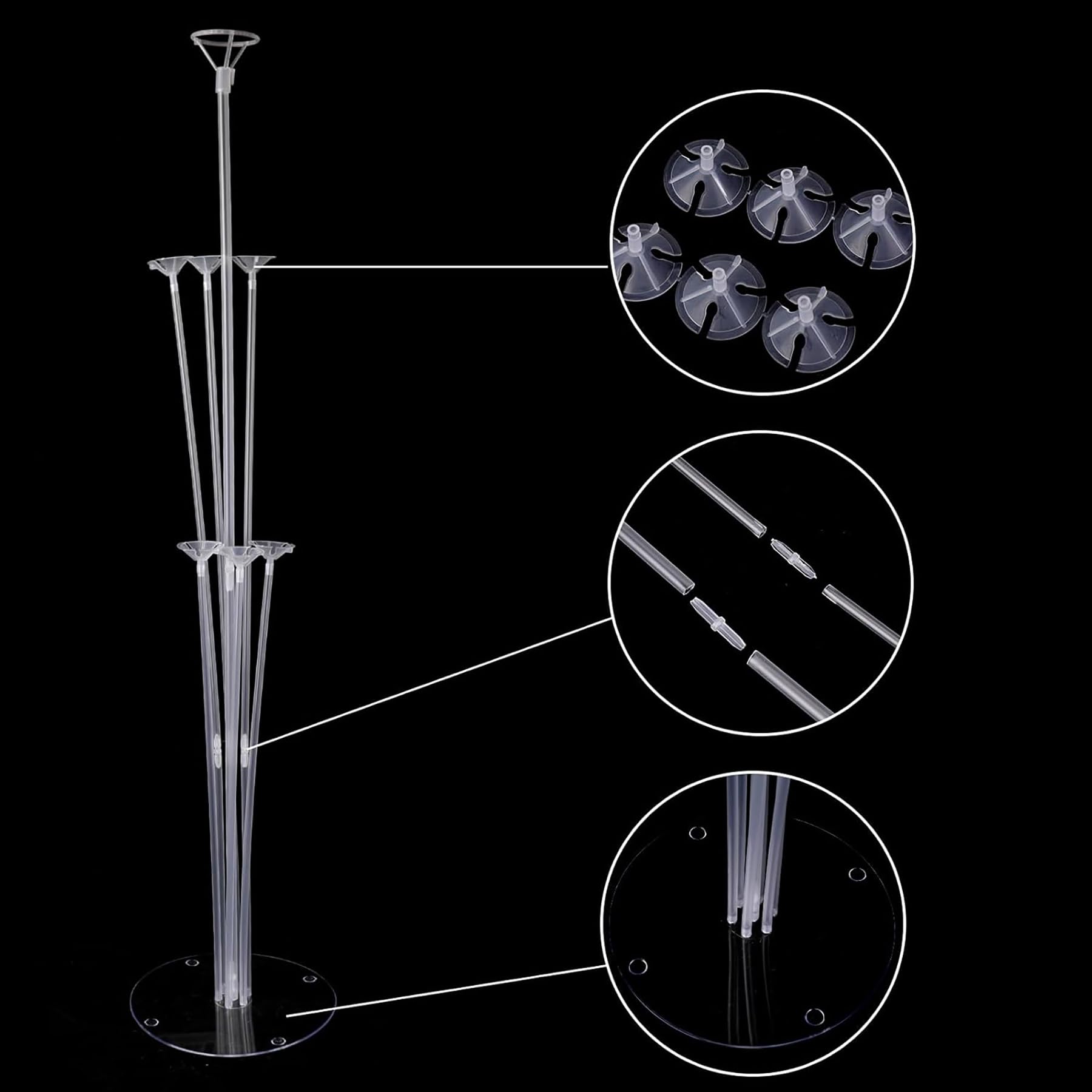Kit di supporti per palloncini da 6 pezzi | 71 cm Supporti riutilizzabili per centrotavola per compleanni, matrimoni e baby shower | Supporto per palloncini trasparente per pavimento o tavolo |