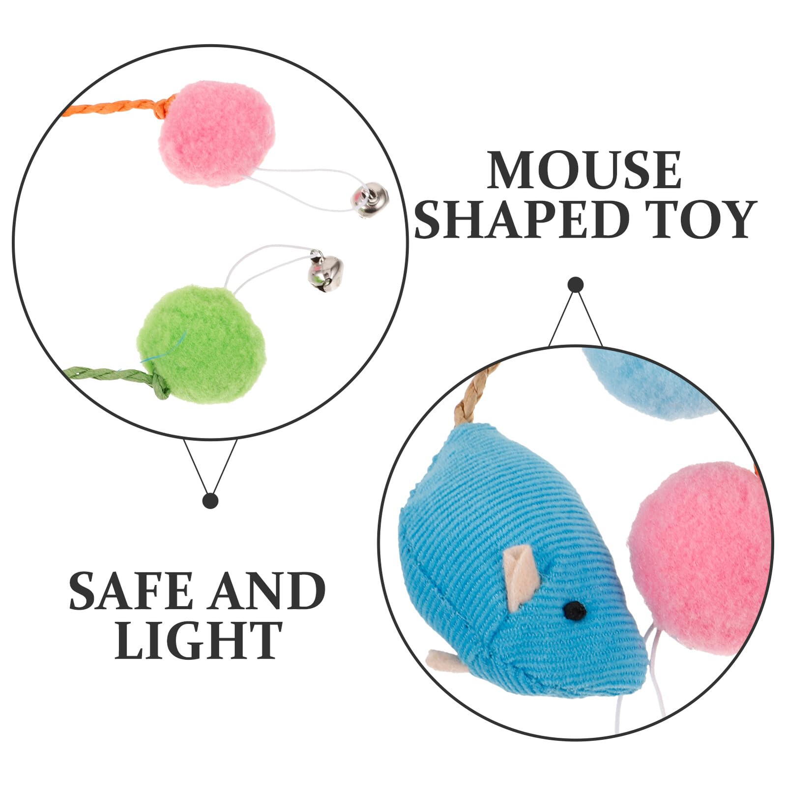 6 Pièces Lot de Jouets Souris Peluche pour Chat avec Clochettes Jouets Interactifs de Remplacement pour Stimulation de Linstinct de Chasse et Intérieur