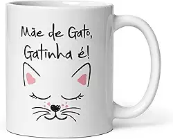 Caneca Mãe de Gato Gatinha é 325ml Ceramica