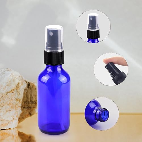 Miniatura 3 de Wedama Mini botellas de spray de 2 onzas, botellas de spray de vidrio ámbar, botellas pequeñas vacías con cuentagotas de embudo, niebla fina para