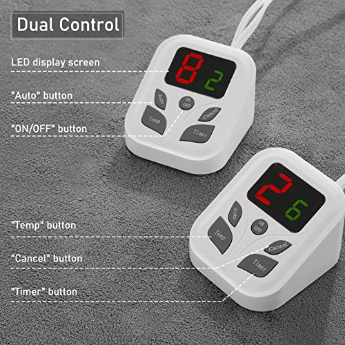 Electric Heated Mattress Pad King Size 78"X80", Underblanket Mattress Cover Bed Fit Up To 15" Deep Pocket, Dual Digital Control With 10 Heating Levels & 9 Timer Settings Auto-Off, Machine Washable #TOP1