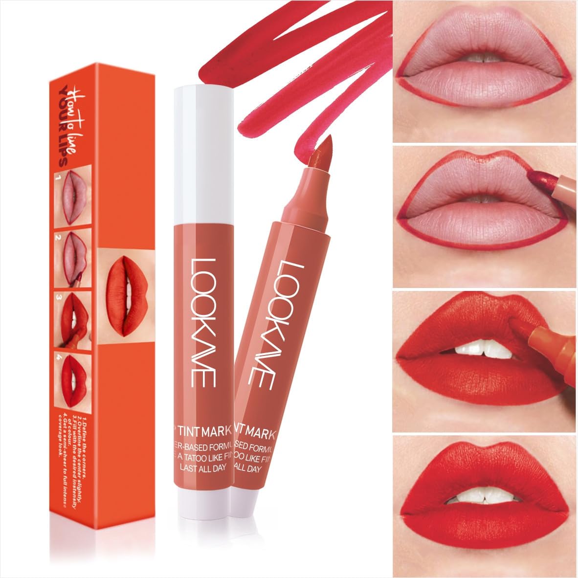 LAMUSELAND Lip Stain Marker Pen, Matte Moisturizing Long Lasting Waterproof Lip Liner Stain Makeup for Women Girls (03, M)