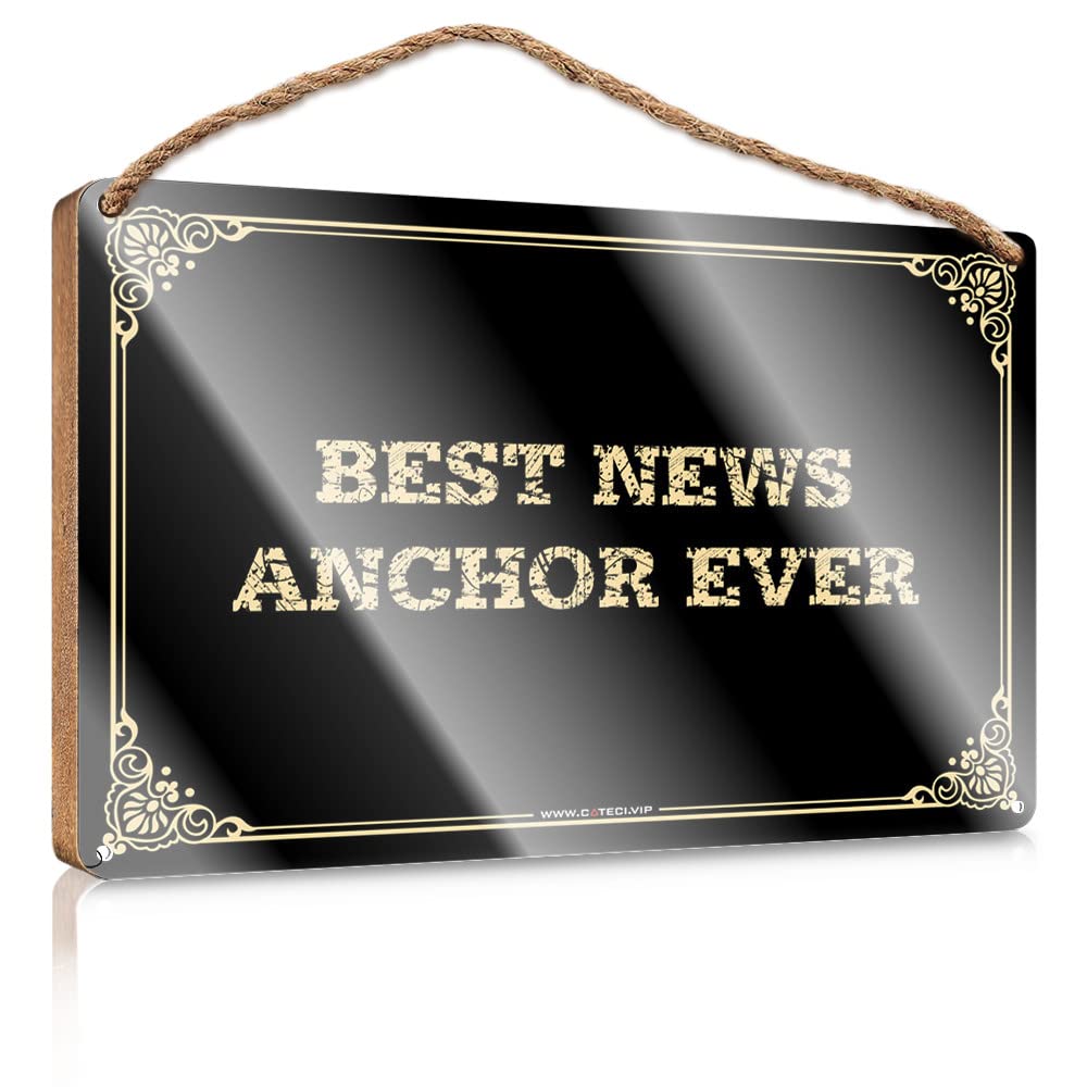 MAHQPZXSF Plaque Sign Best News Anchor Ever Wooden Sign Funny House Signs Outdoor Patio Decor(20X30CM)