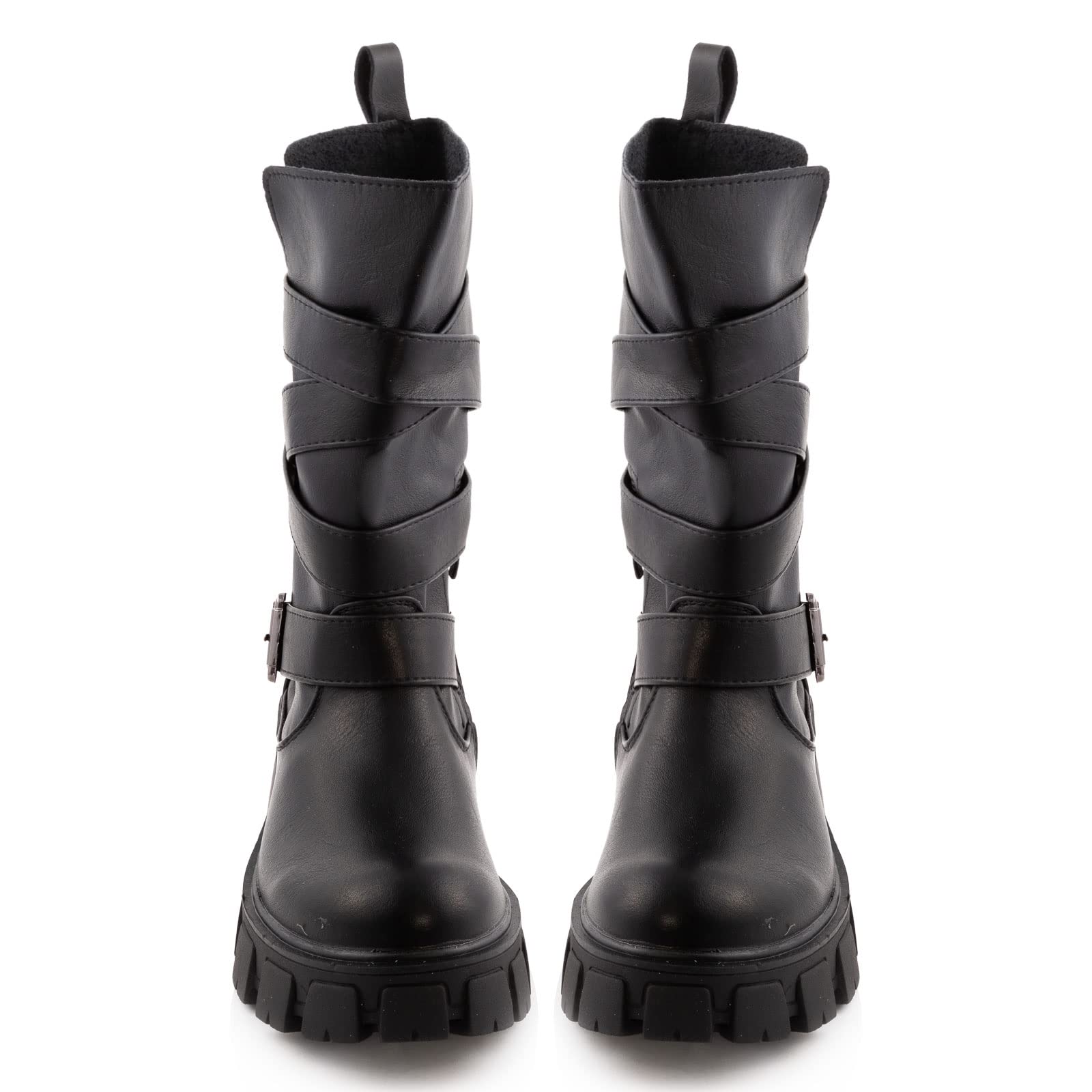 Toocool - Scarpe Donna Stivali Biker Motociclista Ecopelle Casual Fibbie Nuovo 1050