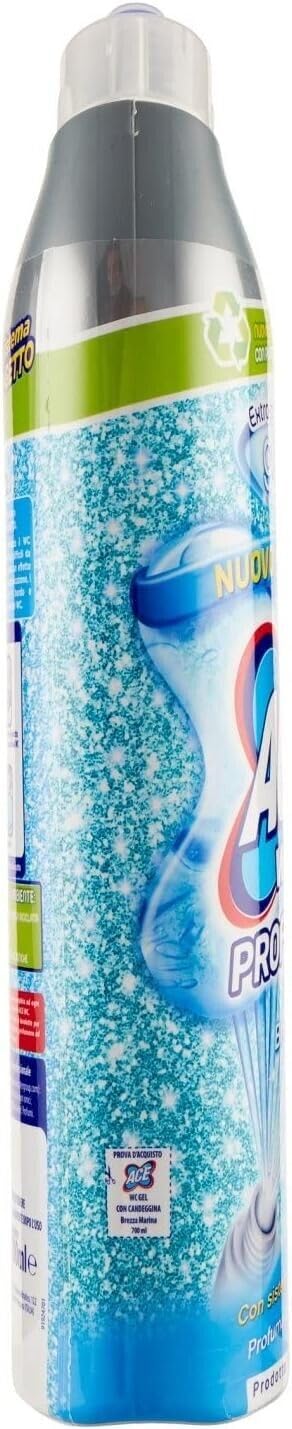 12x ACE Glitter Wc Gel Profumato Brezza Marina,detergente per WC con sistema multigetto,700ml +1x Gingerino Recoaro Aperitivo Italiano 10cl IN OMAGGIO