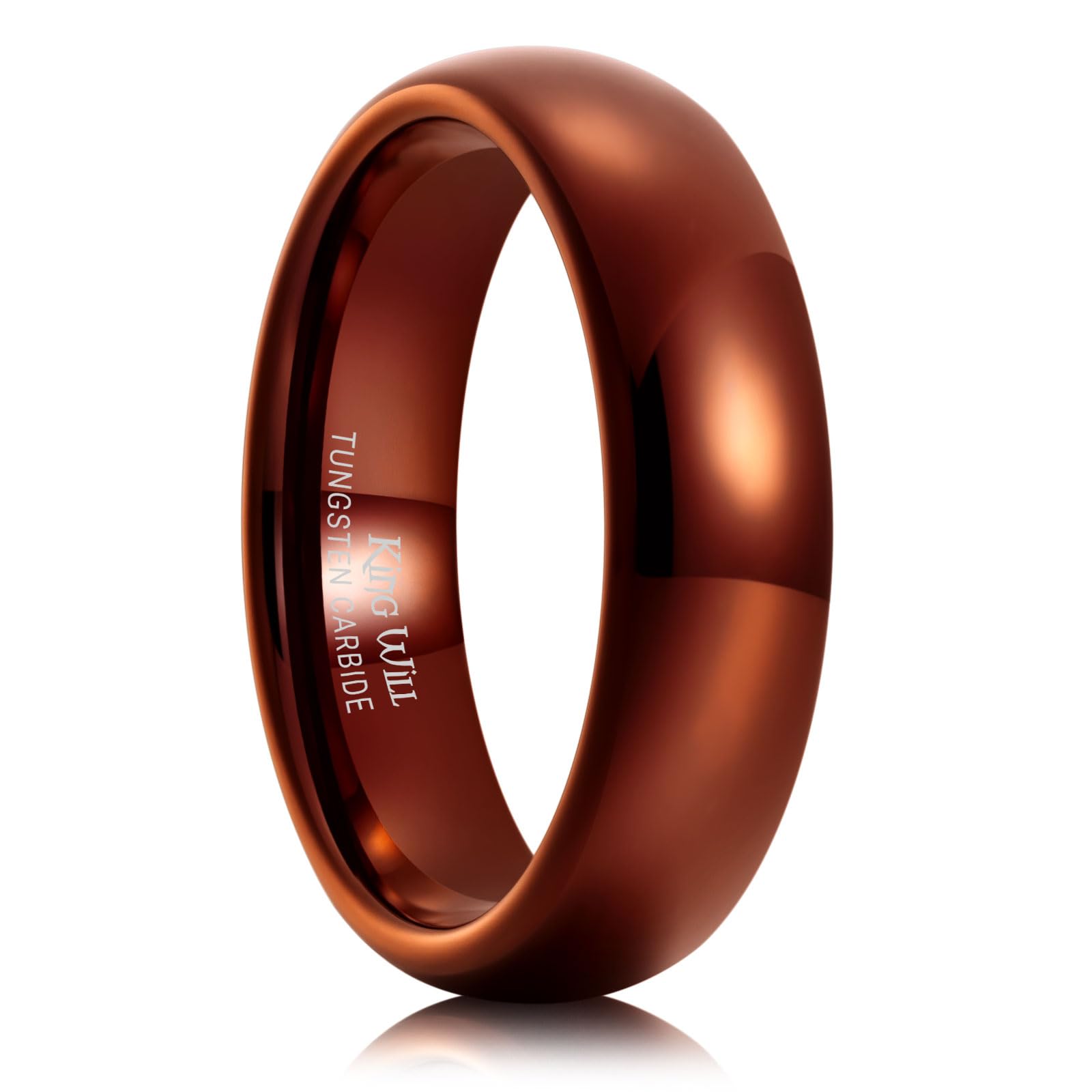 King Will Men's Women's Tungsten Carbide Ring 24k Gold Plated Rose Gold Plated Domed Polished Finish Wedding Band