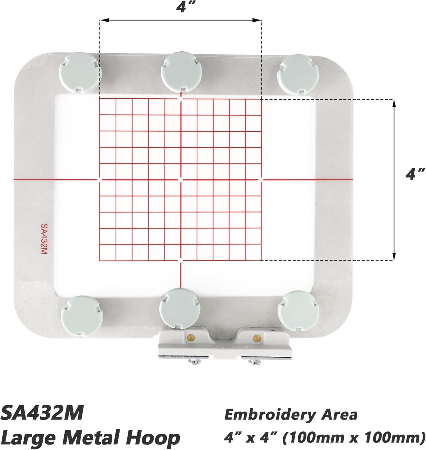 MagnaHoop Magnetic Hoop for Brother SE600 SE400 SE700 SE625 SE425 PE550D PE540D PE535 PE525 PE500 Innovis Babylock, Metal Magnet Embroidery Machine Sash Frame (4x4-SA432M)