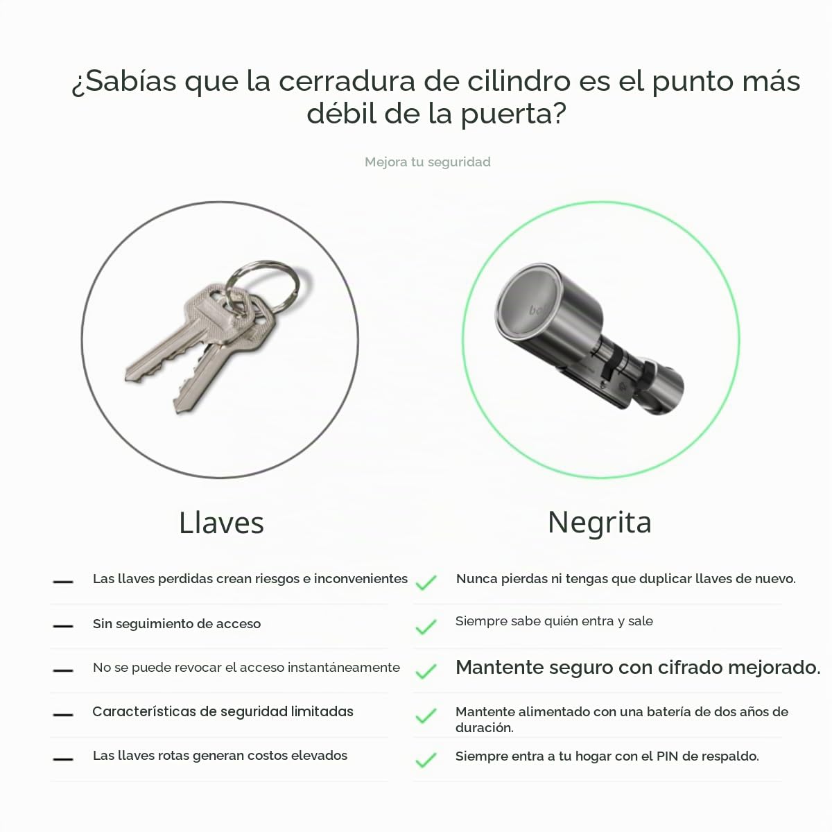 Bold Smart Lock - Cerradura de cilindro inteligente SX-35 - Plateado