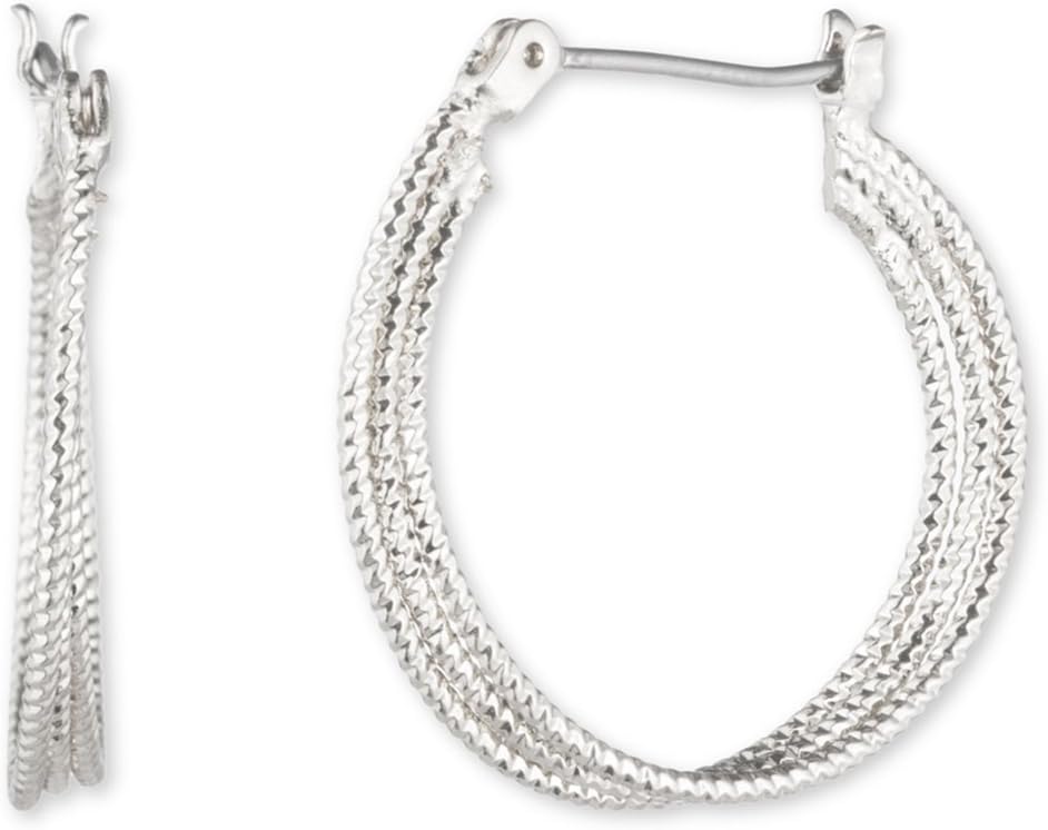 Nine West Women's Medium Hoop Earrings Silver Tone - Image 2
