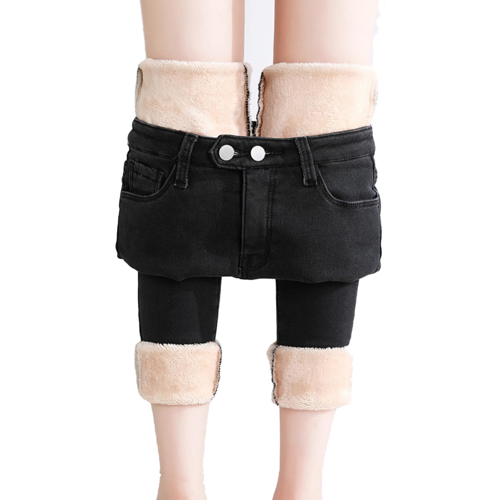 Jean skinny pour femme taille haute pantalon gainant confortable chaud - 7