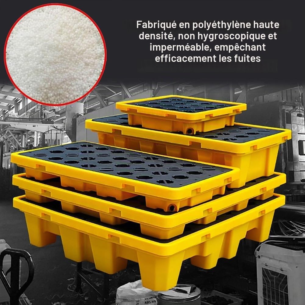 Bac de rétention de réservoir d'huile, Plateforme modulaire de rétention de déversement, conteneur en Plastique, Plateforme de Placement de Baril d'huile de Palette étanche (120 x