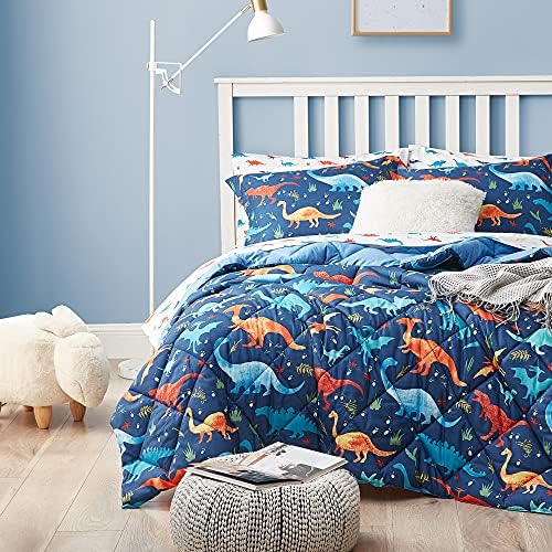 UMCHORD Dinosaur Kids Bedding Set for Boys, Twin Size Comforter Set with Sheets, Super Soft Lightweight 5 Pieces Bed in a Bag, Durable Children Bed Set