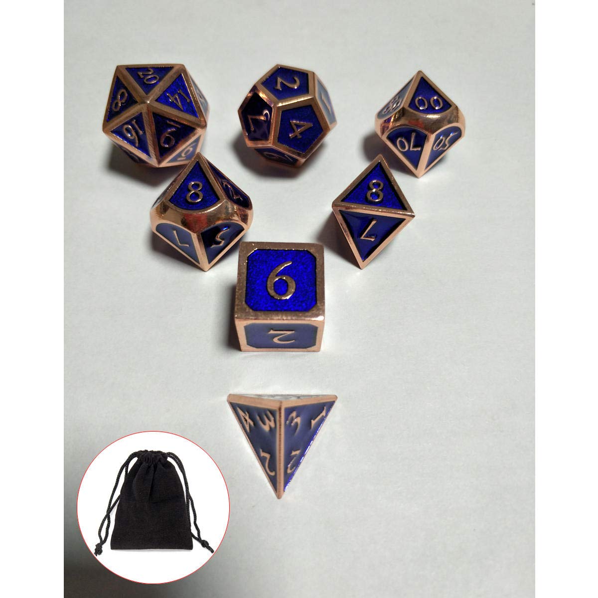 ChaRLes 7 Unids En Relieve Heavy Metal Poliédricos Dados Dnd Rpg Mtg Juego De Rol Con Bolsa De Almacenamiento