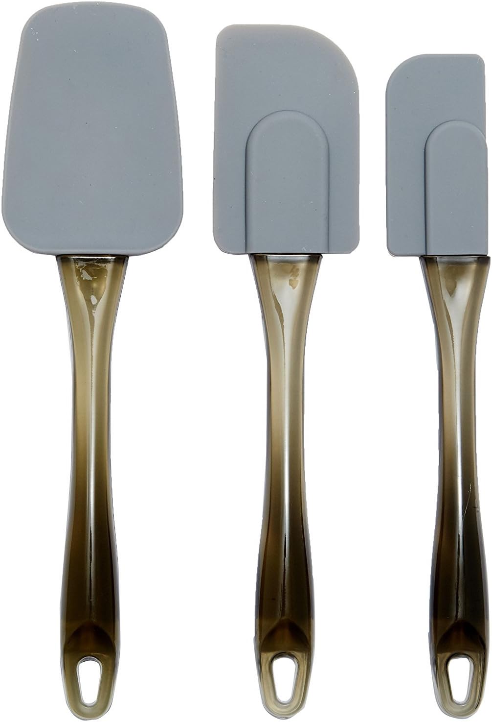 Amazon Basics Rectangular Silicone Spatulas, 3 Piece Set (small, medium and large), Gray