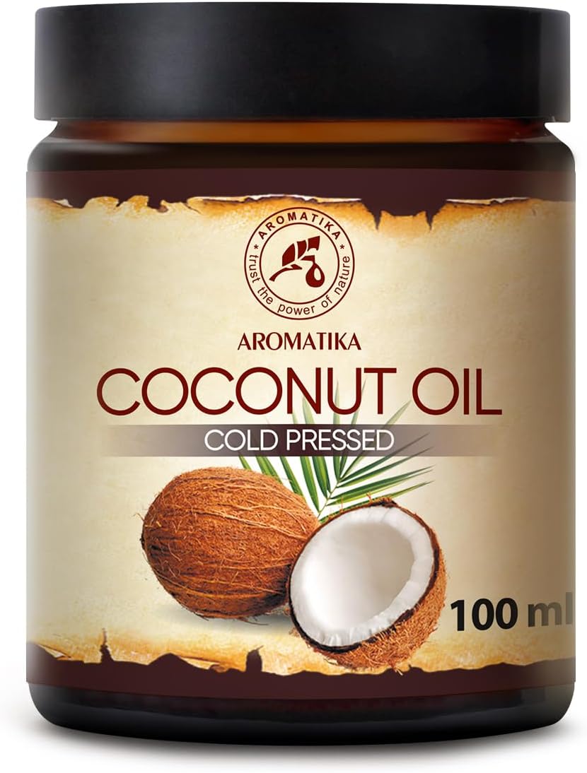 Unrefined Coconut Oil - 100% Pure Natural Cold Pressed 100ml Glass Bottle - Cocos Nucifera Oil - Indonesia - Benefits for Skin Hair Face Body