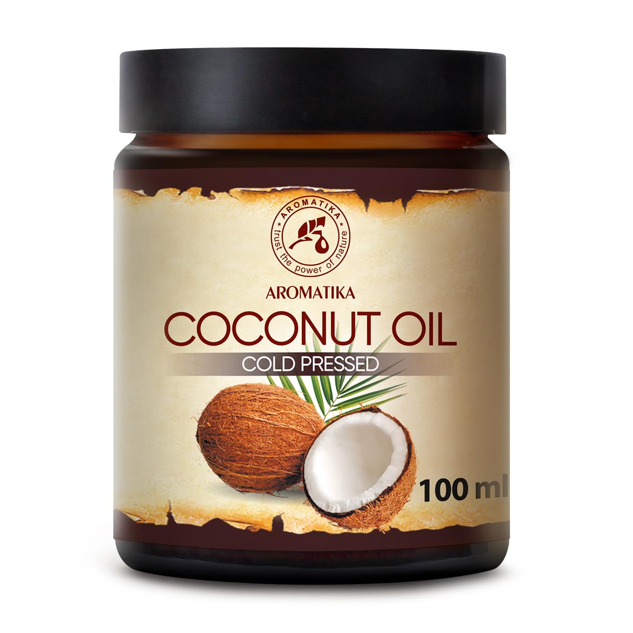 Unrefined Coconut Oil - 100% Pure Natural Cold Pressed 100ml Glass Bottle - Cocos Nucifera Oil - Indonesia - Benefits for Skin Hair Face Body
