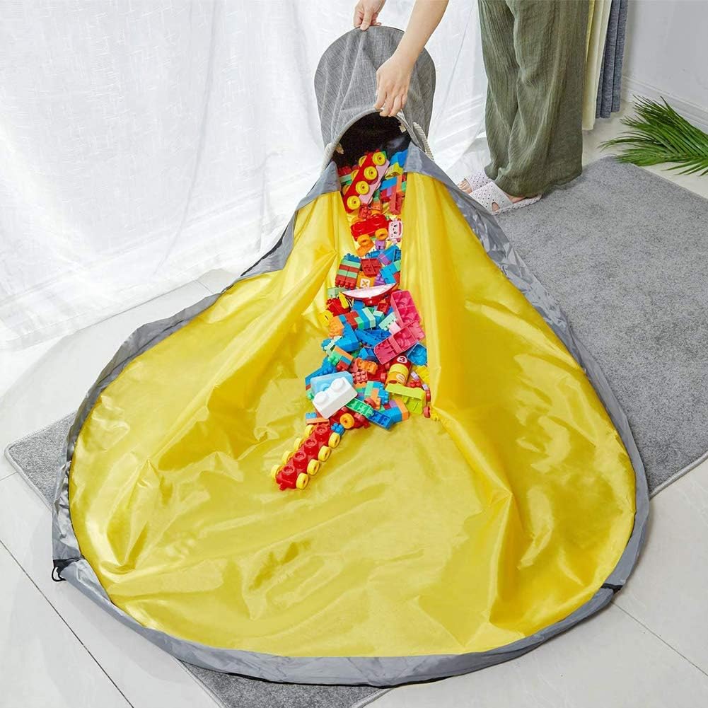 Enfants Sac de Rangement Jouet,Organisateur Rangement pour Lego Tapis de Jeu Pliable sacs de Blocs de Construction Portable 150cm Organisateur Rapide Grande Capacité (XL-Gris)
