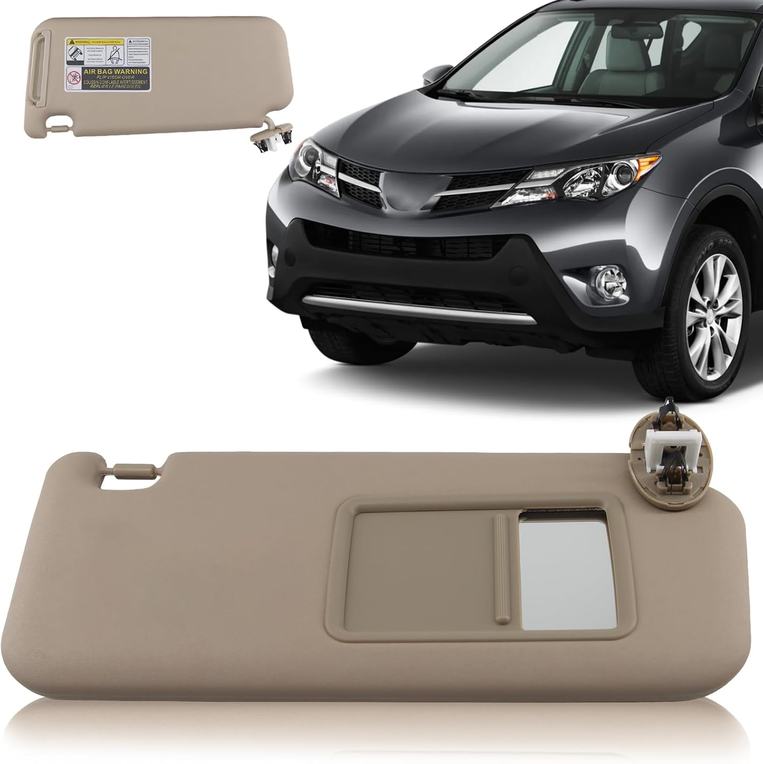 Left Driver and Right Passenger Side Sun Visor Compatible with RAV4 2006 2007 2008 2009 2010 2011 2012 2013 Sunvisor Replaces 74320-42501-B2 74310-42452-B2(Gray)