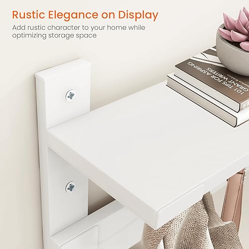 Miniatura 4 de Homode Perchero con estante, estante de pared de 29 pulgadas con ganchos debajo, estante flotante de madera para entrada, colgador de abrigo para
