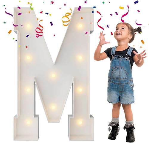 Letras iluminadas de marquesina de 3 pies, letras grandes de marquesina, marco de globos de mosaico, letras grandes para decoración de compromiso,