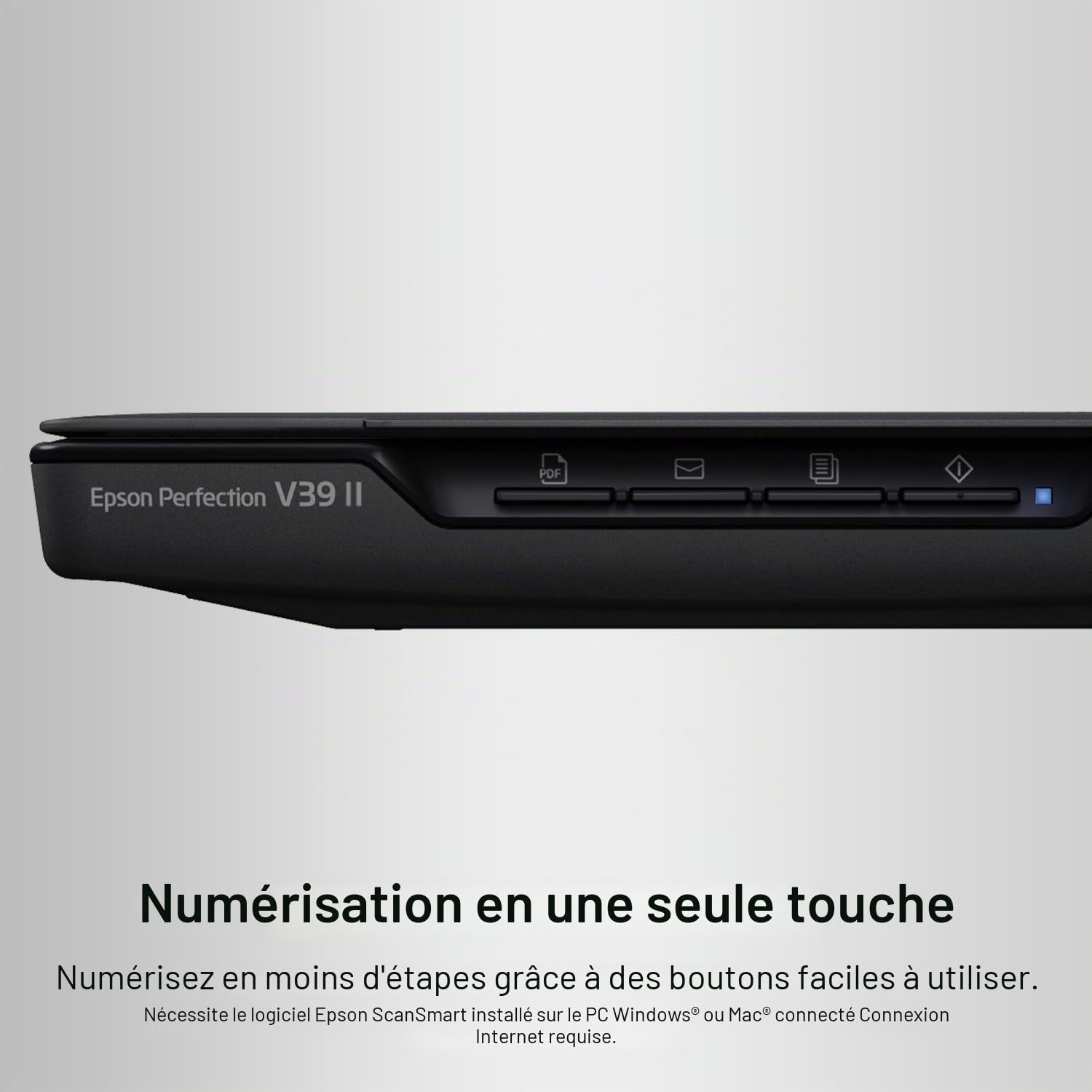 Epson Perfection V39 II Scanner Couleur à Plat pour Photos et Documents avec résolution Optique de 4800 dpi, numérisation vers Le Cloud, Alimentation USB et Couvercle Amovible Haute Hauteur