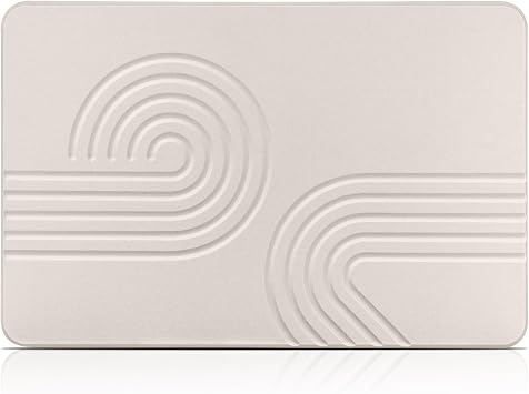 Elfcool Stone Bath Mat Diatomaceous Earth Shower Mat Non Slip Quick Dry Bath Stone Mat Super Absorbent Bathroom Floor Mat for Bathroom Kitchen Counter Off White 02