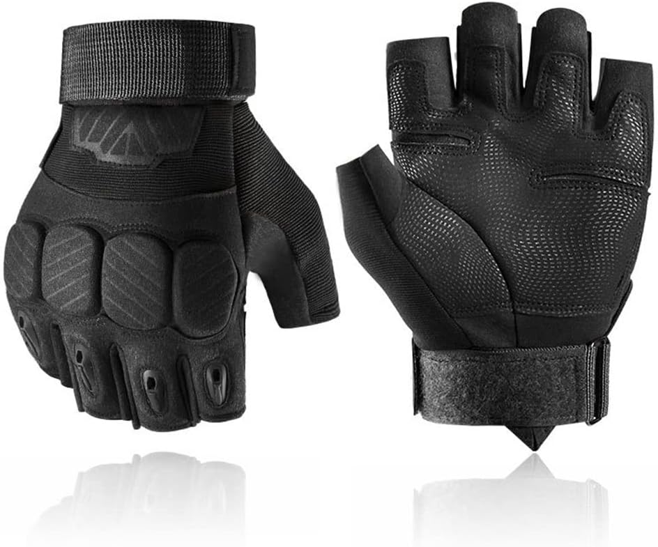 Men's Fingerless Gloves Outdoor Half-Finger Protective Sports Training Cycling Non-Slip Mountaineering Gloves (Color : Brown, Size : Large)