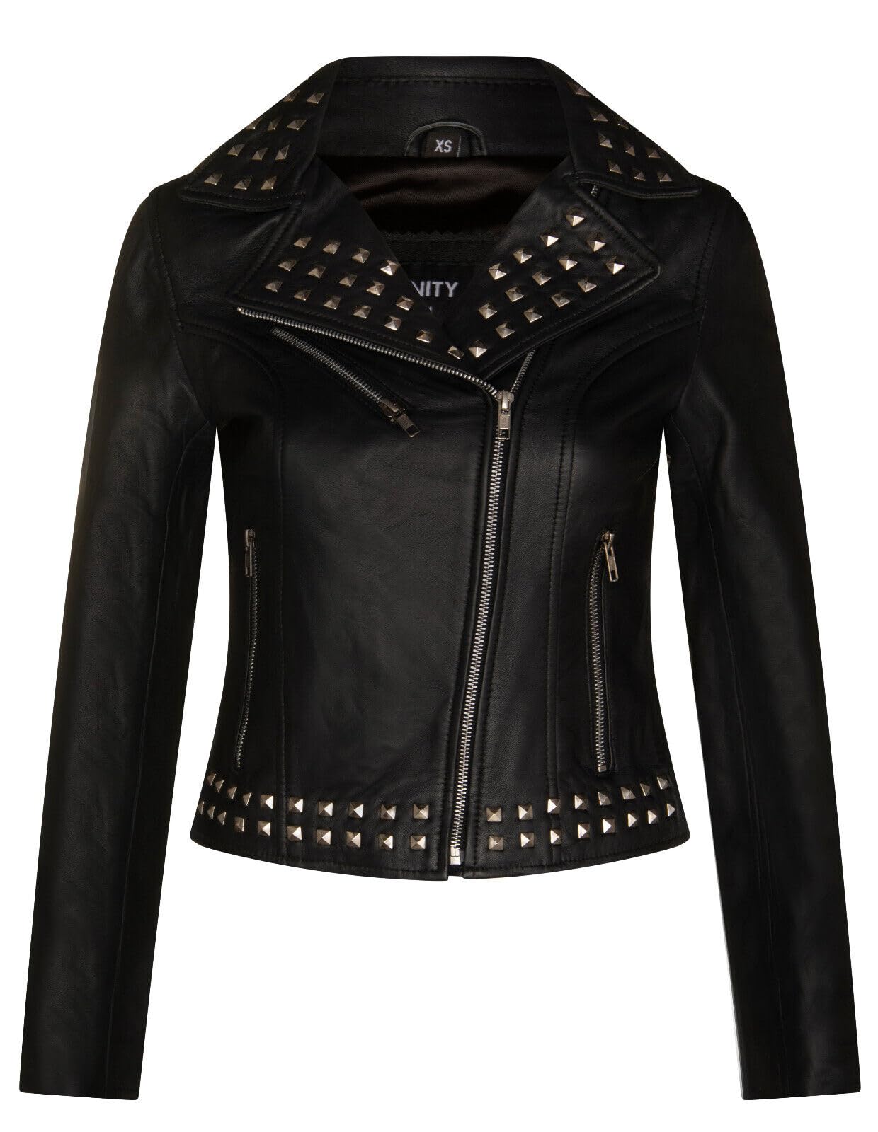 Infinity Leather Mujer Cuero Motero Chaqueta gótica con tachuelas