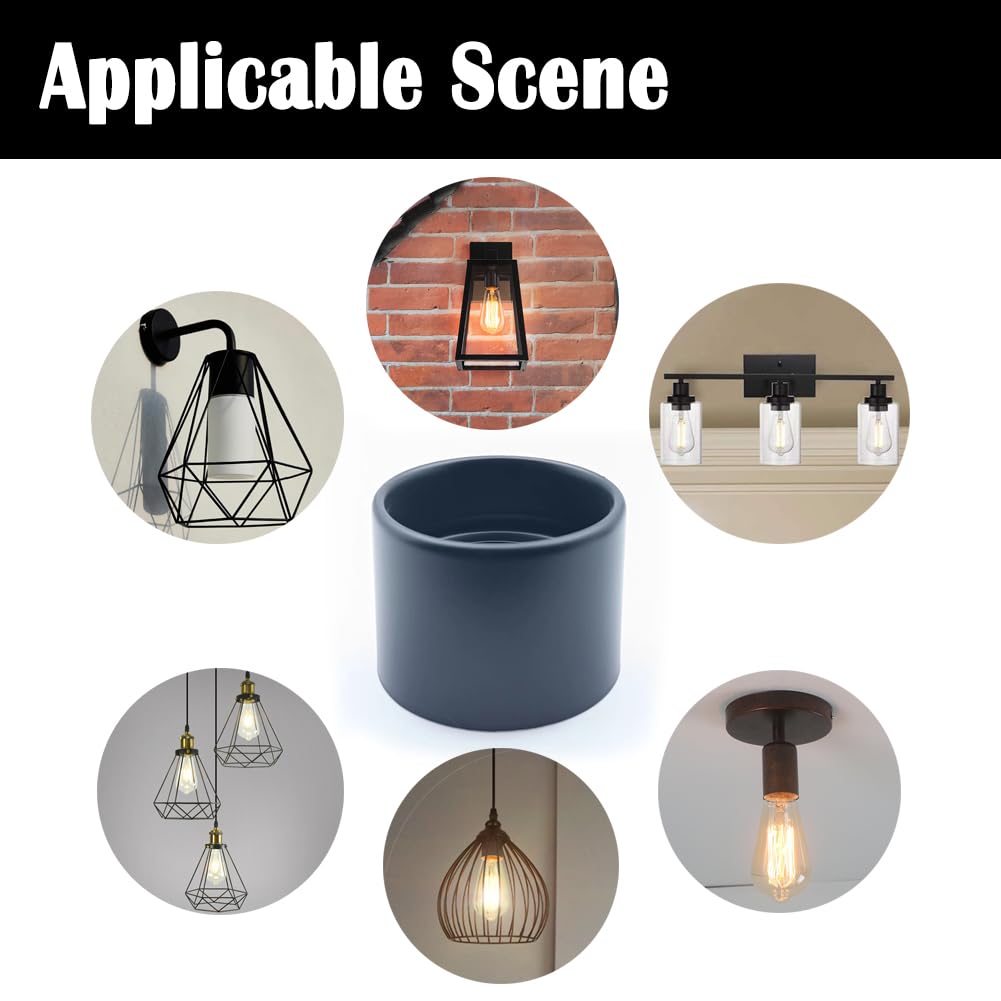 4Pcs Light Socket Shade Ring,Metal Lamp Shade Collar Rings Lock E26 E27 Ceramic/Porcelain Socket with Thread Diameter 1-1/2 Inches for Medium-Base Ceramic Sockets (Black, 4)