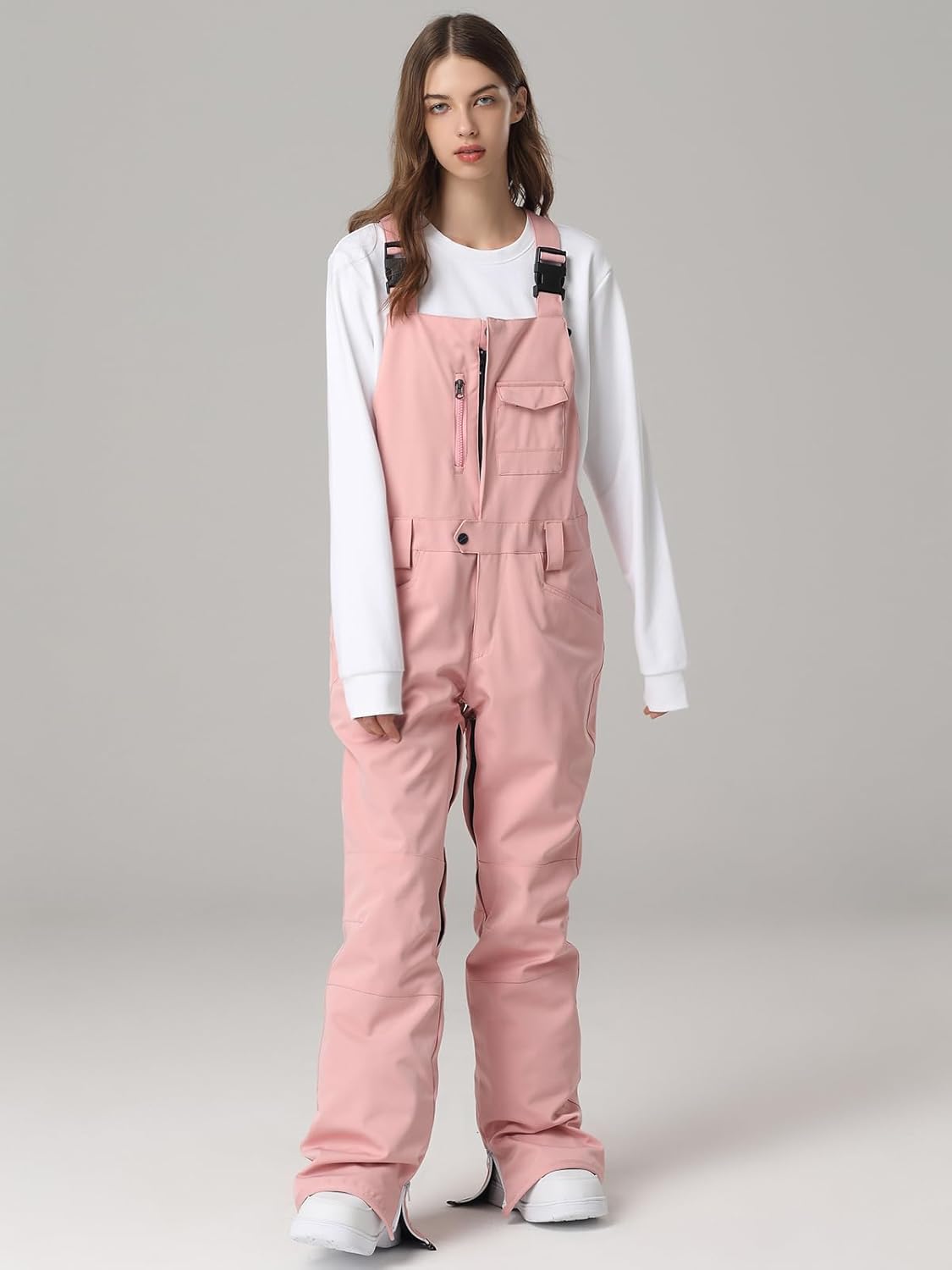SEARIPE Womens Ski Pants Waterproof Ski Bibs Women Insulated Snow Bibs Adjustable Overalls Ripstop Snowboard Pant(L-Pink,L) - Image 3