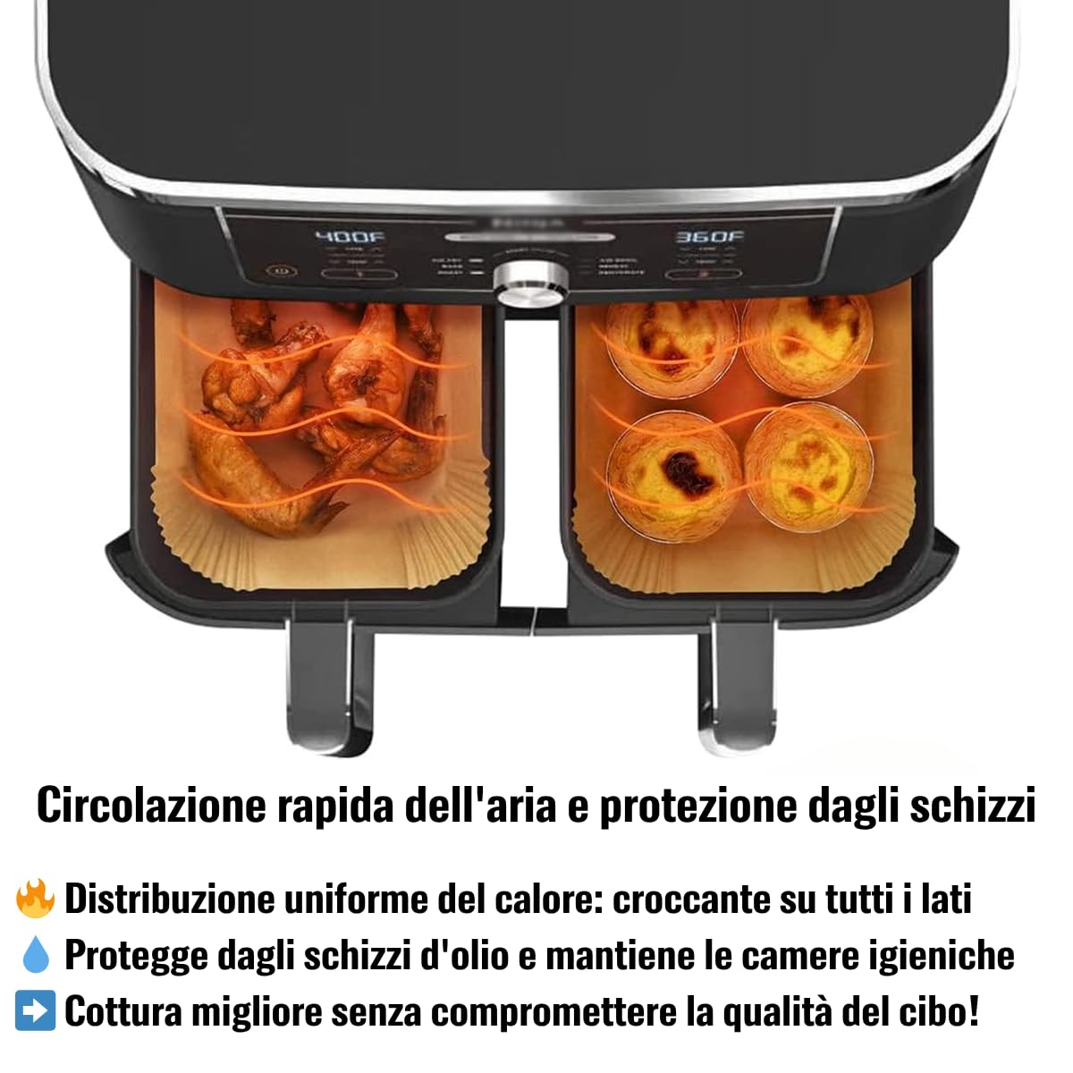 Avilia – Carta Forno Per Friggitrice Ad Aria 4,5 Cm Di Altezza, 100% Biodegradabile E Impermeabile - Foto 10