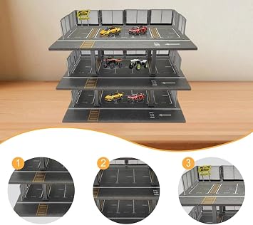 1/64 Scale Diorama Display Case Garage Parking Lot Style City Landscape Model 3 Layer D