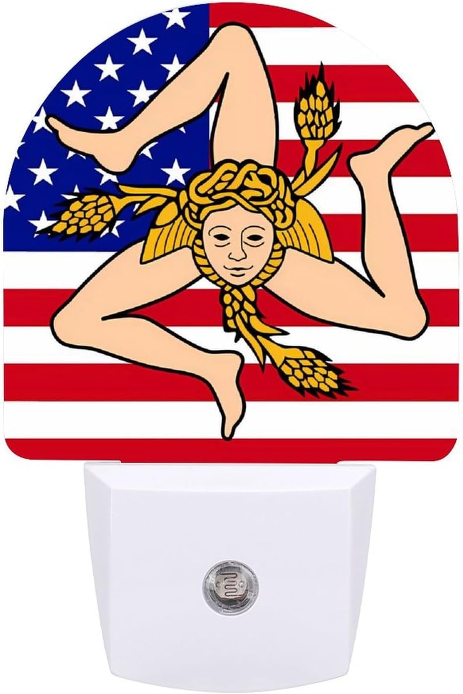 U.S.A. Sicilian Flag Cute Night Light Lamp Dusk to Dawn Sensor Decorative for Bedroom Hallway Bathroom