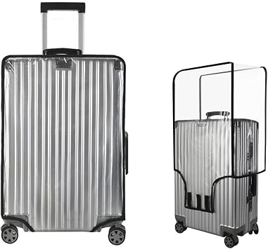 FamGift Suitcase Cover Transparent PVC Carry Case Cover 20" 22" 24" Waterproof Rain Cover Scratch Protection Dirtproof Luggage Protector Dust Cover Overseas Box Business Travel 20"