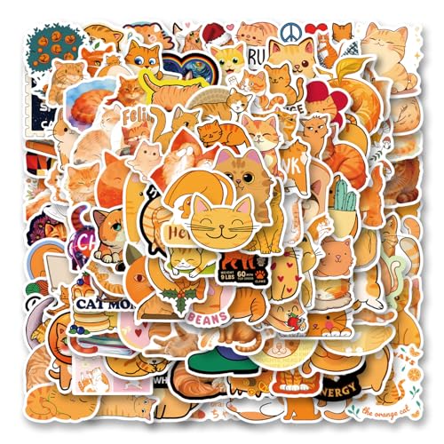 124pcs Orange Cat Stickers Pack
