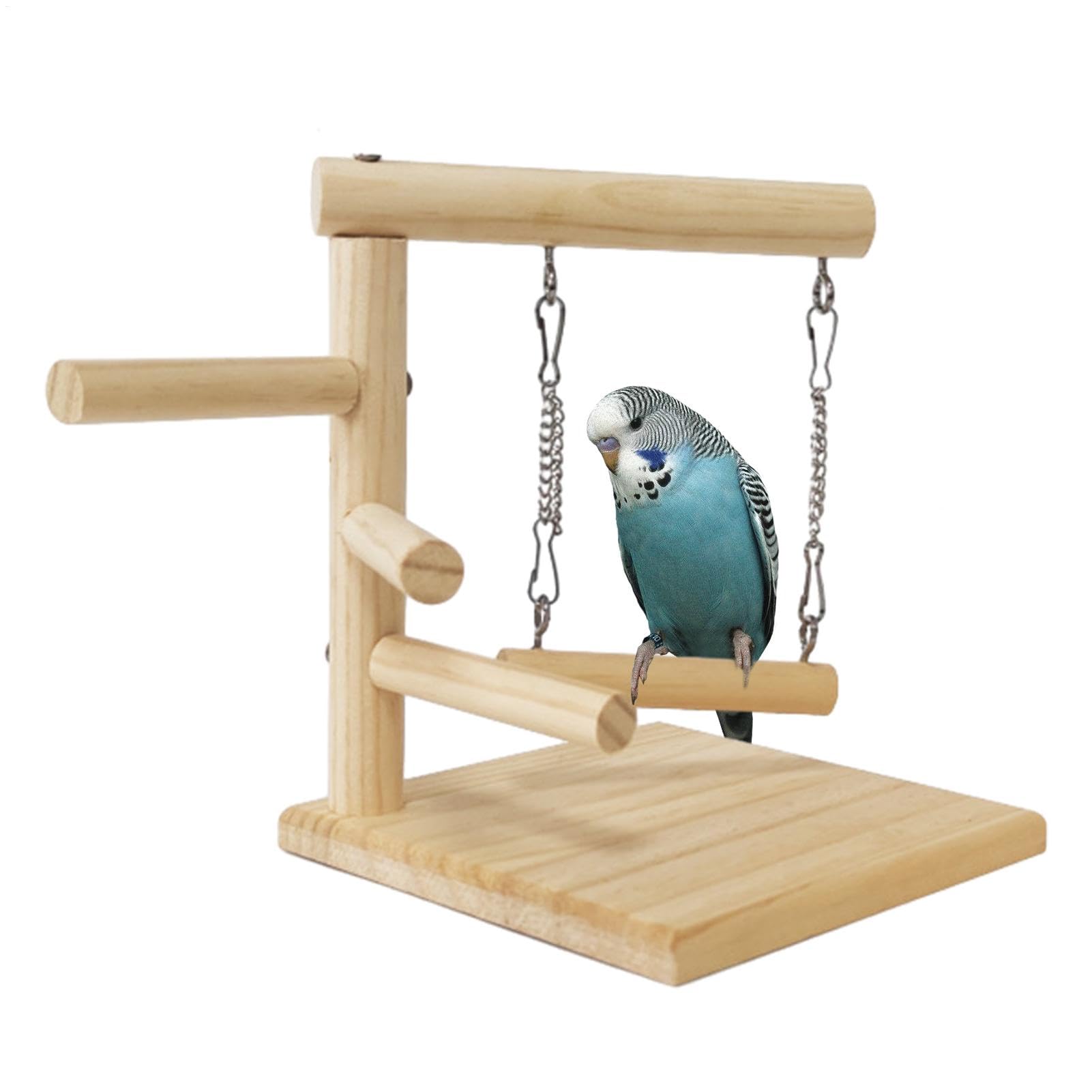 Parrot Playstand, Pet Parrot Playstand Parrots Bird Playground Bird Play Stand Wood, Wooden Parrot Playground, Natural Parrot Perch, Non Slip Bird Perch, Durable Bird Tree for Birds, Parakeet