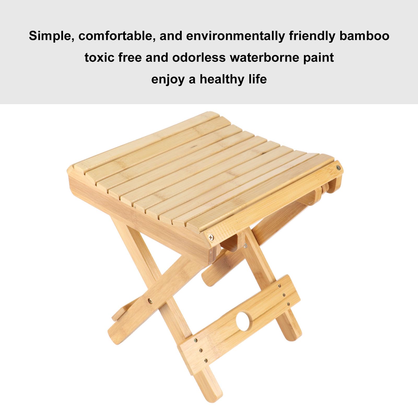 Sorandy Sgabello Pieghevole in bambù Poggiapiedi per Doccia Elegante e Portatile per la Pesca Termale 31,5x28,5x28 Cm