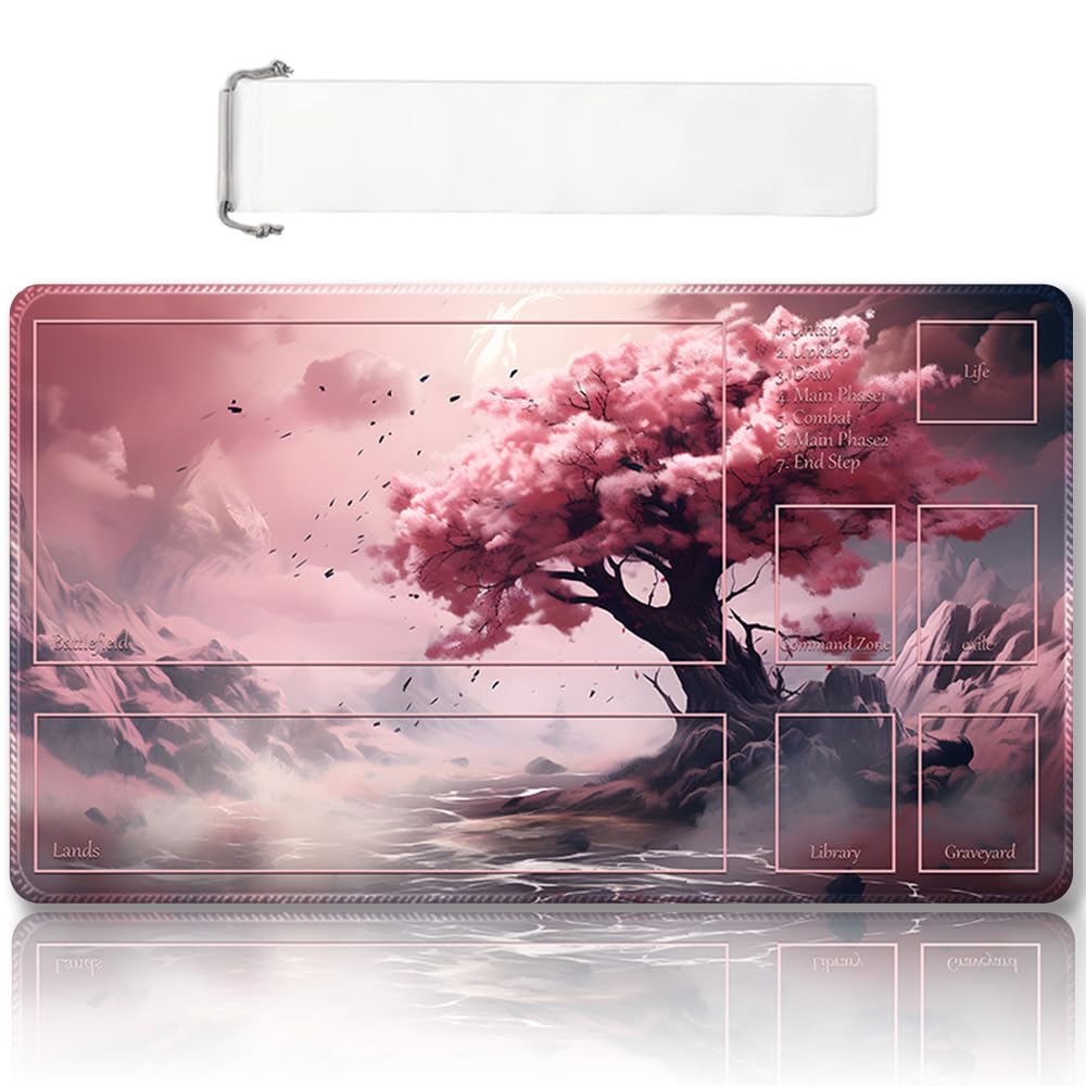 Premium Stitched MTG Playmat with Zones and Non-Slip Rubber Backing - TCG Play Mat for MTG and Other Card Games - Colorful Design with Vintage Look and Feel (DKT (102),Zones)