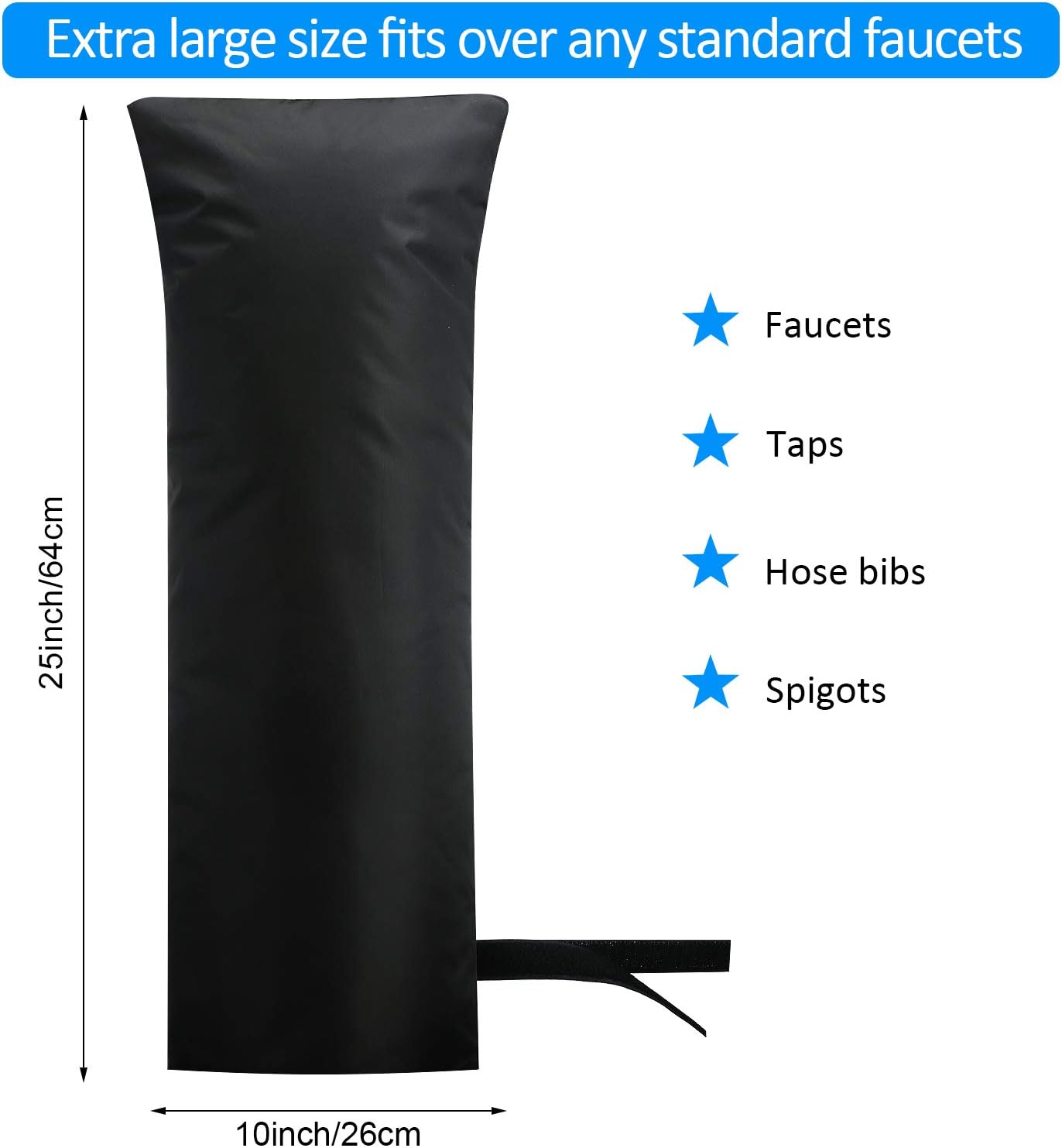 Outdoor Faucet Covers for Winter Outside Long Faucet Protector Waterproof Faucet Freeze Protections Socks 25 x 10 Inch(2, Black) : Patio, Lawn & Garden