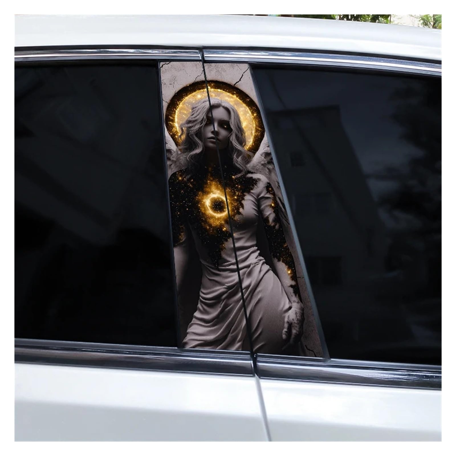 Car Side Decals 2pcs Cross Nun Sticker Car Doorpost Decal Waterproof Sunscreen for B-Pillar Door Decoration(Style L)