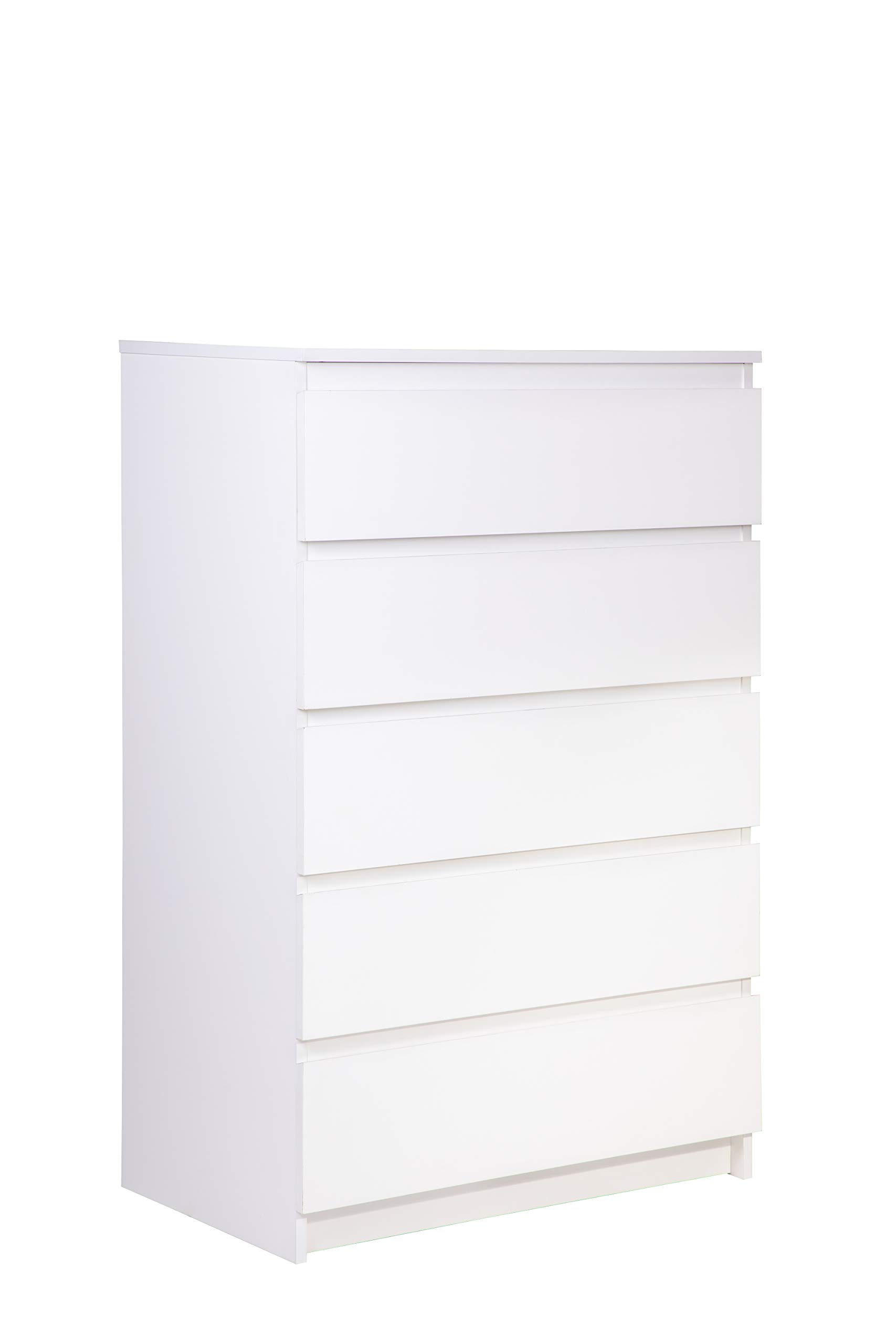VIKI Dresser with 5 Drawers, Chest of 5 Drawers,Clothes Storage, Organizer Unit for Bedroom, Hallway, Entryway,Easy Pull Drawers, Width 80cms, Frosty White | 1 Year Warranty, Matte, Engineered Wood-image-17