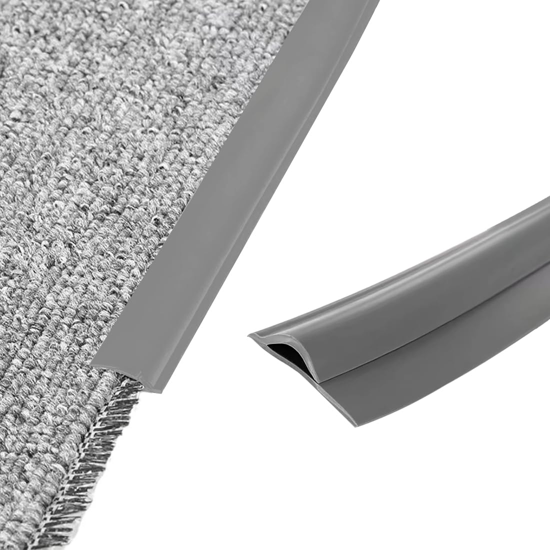 Flexible Carpet Edge Trim Strip,10 Ft Self-Adhesive Carpet Trim Strip,Carpet Transition Strip,Carpet Edging Trim Strip,Flexible Rug Edge Protector for Doorway,Dark Gray